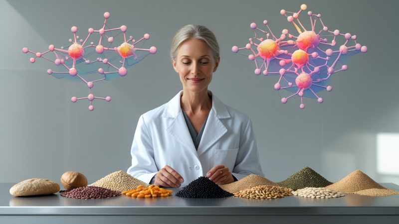 Диетолог-нутрициолог изучает продукты с фитиновой кислотой для составления здорового рациона питания